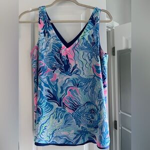 Lilly Pulitzer Blue and Pink Reversible Florin Tank Top